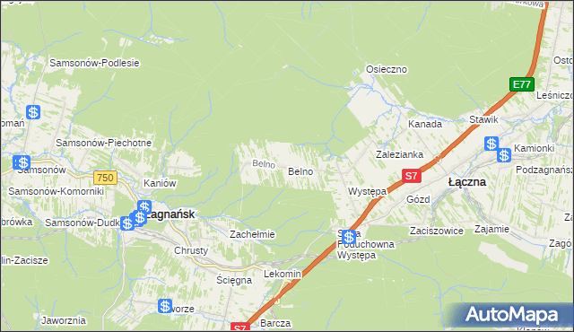 mapa Belno gmina Zagnańsk, Belno gmina Zagnańsk na mapie Targeo