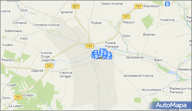 mapa Bełżyce, Bełżyce na mapie Targeo