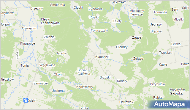 mapa Biadaszki gmina Galewice, Biadaszki gmina Galewice na mapie Targeo