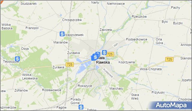 mapa Biała Rawska, Biała Rawska na mapie Targeo