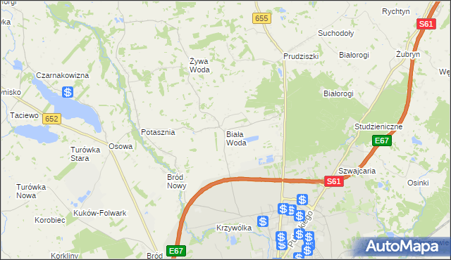 mapa Biała Woda gmina Suwałki, Biała Woda gmina Suwałki na mapie Targeo