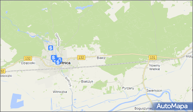 mapa Białcz gmina Witnica, Białcz gmina Witnica na mapie Targeo