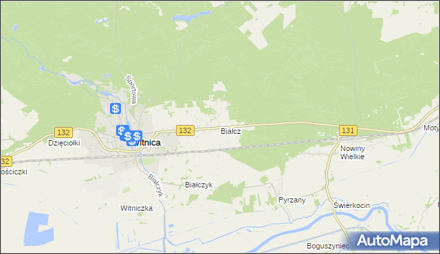 mapa Białcz gmina Witnica, Białcz gmina Witnica na mapie Targeo