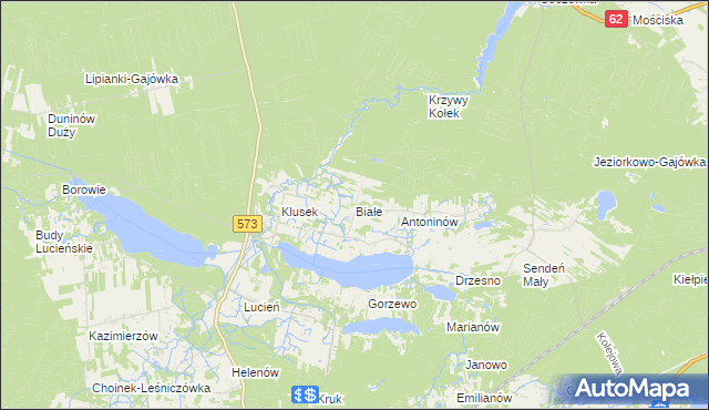 mapa Białe gmina Gostynin, Białe gmina Gostynin na mapie Targeo