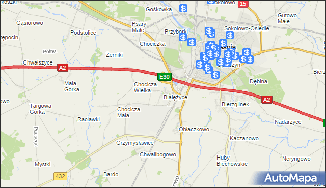 mapa Białężyce, Białężyce na mapie Targeo