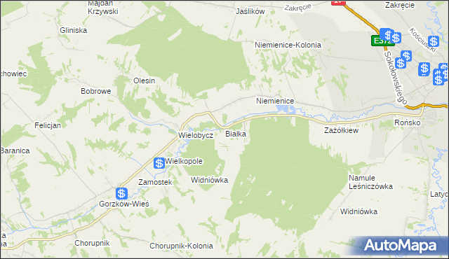 mapa Białka gmina Krasnystaw, Białka gmina Krasnystaw na mapie Targeo