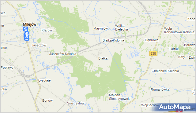 mapa Białka gmina Milejów, Białka gmina Milejów na mapie Targeo