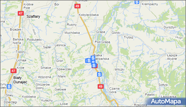 mapa Białka Tatrzańska, Białka Tatrzańska na mapie Targeo
