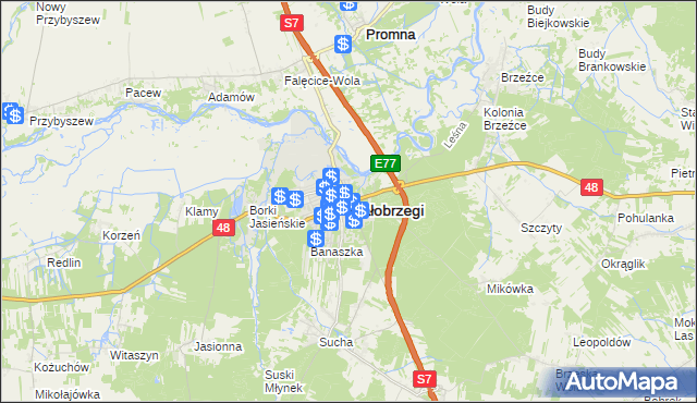 mapa Białobrzegi, Białobrzegi na mapie Targeo