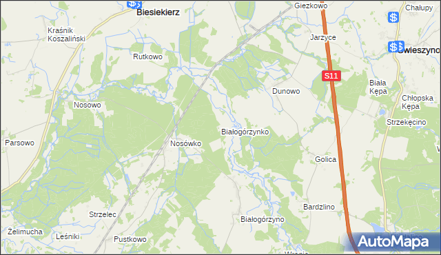 mapa Białogórzynko, Białogórzynko na mapie Targeo