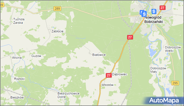 mapa Białowice, Białowice na mapie Targeo