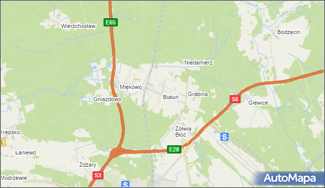 mapa Białuń gmina Goleniów, Białuń gmina Goleniów na mapie Targeo