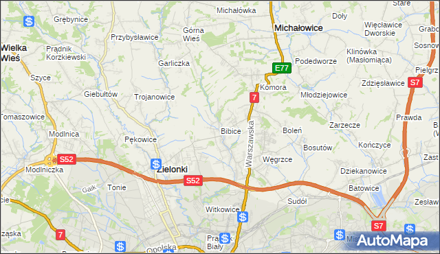 mapa Bibice, Bibice na mapie Targeo