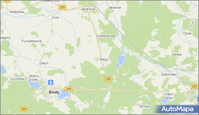 mapa Biecz gmina Brody, Biecz gmina Brody na mapie Targeo