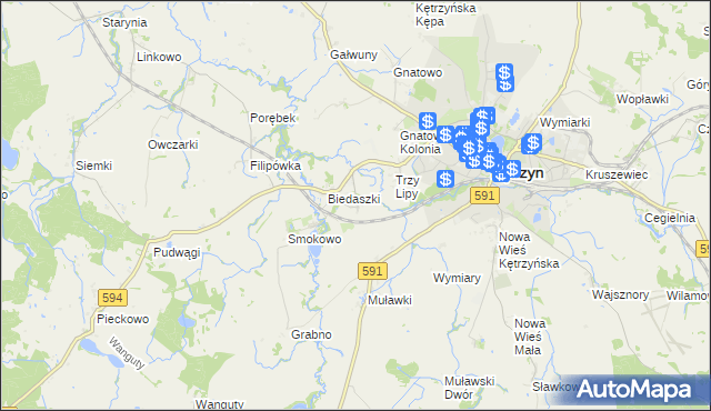mapa Biedaszki Małe, Biedaszki Małe na mapie Targeo