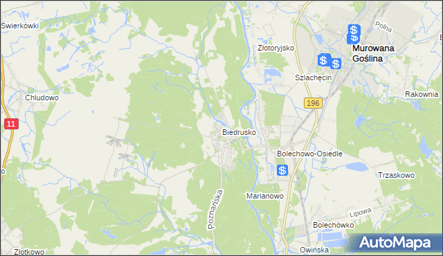 mapa Biedrusko, Biedrusko na mapie Targeo