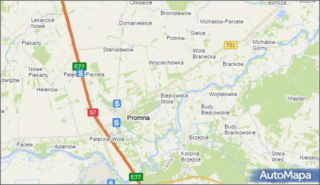 mapa Biejkowska Wola, Biejkowska Wola na mapie Targeo