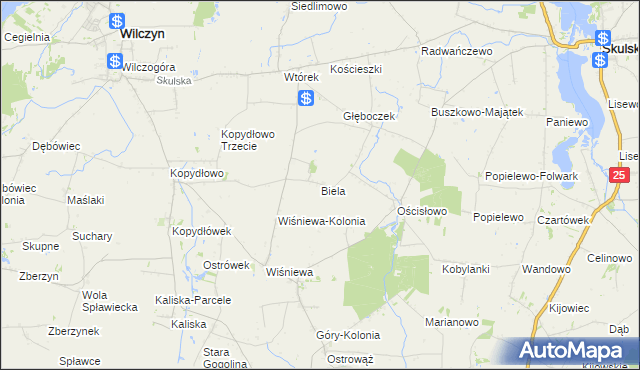 mapa Biela gmina Wilczyn, Biela gmina Wilczyn na mapie Targeo