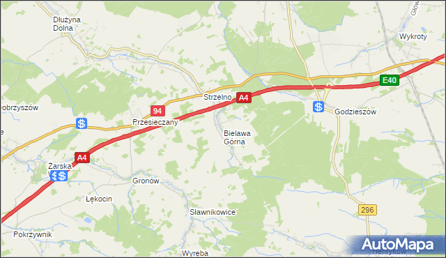 mapa Bielawa Górna, Bielawa Górna na mapie Targeo