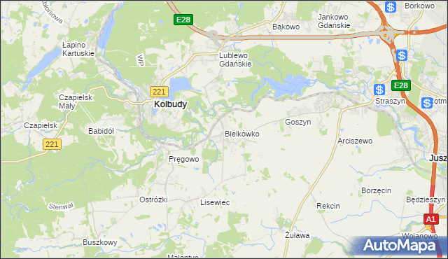 mapa Bielkówko, Bielkówko na mapie Targeo