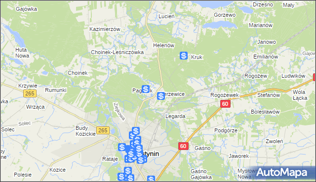 mapa Bierzewice, Bierzewice na mapie Targeo