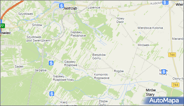 mapa Bieszków Górny, Bieszków Górny na mapie Targeo