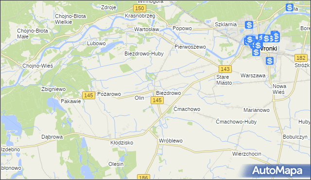 mapa Biezdrowo, Biezdrowo na mapie Targeo