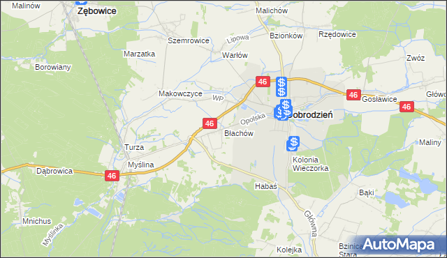 mapa Błachów, Błachów na mapie Targeo