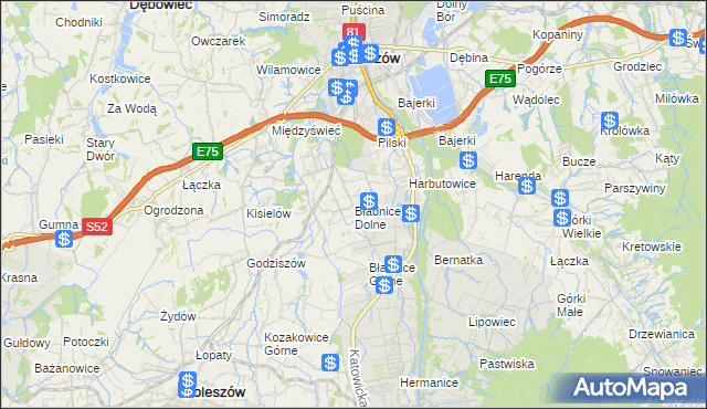 mapa Bładnice Dolne, Bładnice Dolne na mapie Targeo