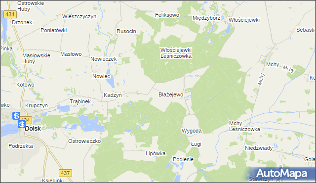 mapa Błażejewo gmina Dolsk, Błażejewo gmina Dolsk na mapie Targeo