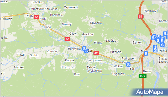 mapa Bliżyn, Bliżyn na mapie Targeo