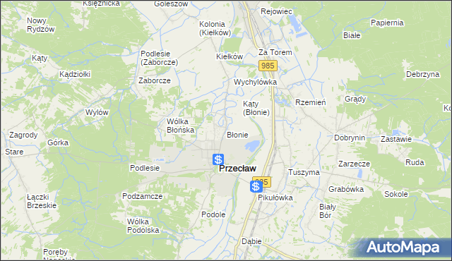 mapa Błonie gmina Przecław, Błonie gmina Przecław na mapie Targeo