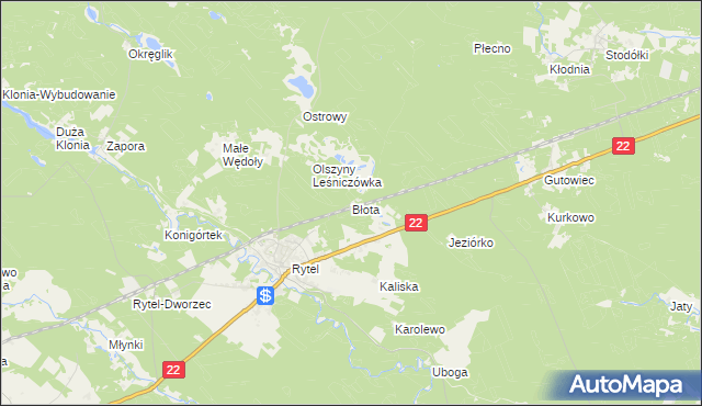 mapa Błota gmina Czersk, Błota gmina Czersk na mapie Targeo