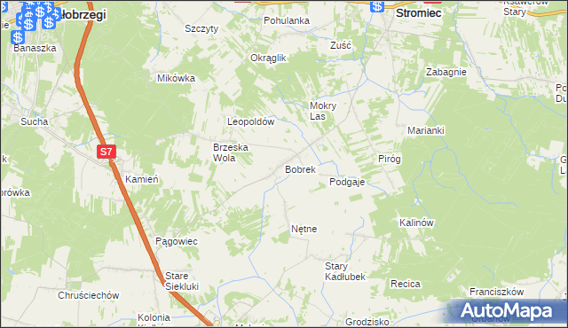 mapa Bobrek gmina Stromiec, Bobrek gmina Stromiec na mapie Targeo