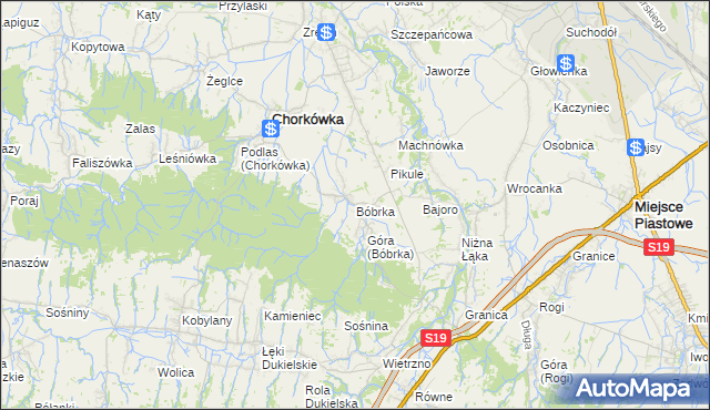 mapa Bóbrka gmina Chorkówka, Bóbrka gmina Chorkówka na mapie Targeo