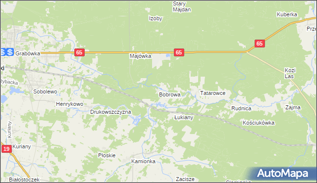 mapa Bobrowa gmina Zabłudów, Bobrowa gmina Zabłudów na mapie Targeo