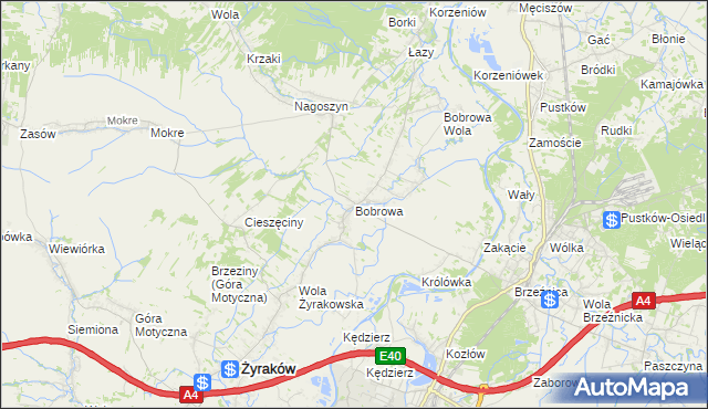 mapa Bobrowa gmina Żyraków, Bobrowa gmina Żyraków na mapie Targeo