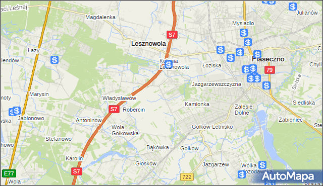 mapa Bobrowiec gmina Piaseczno, Bobrowiec gmina Piaseczno na mapie Targeo