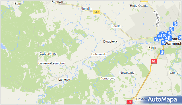 mapa Bobrownik, Bobrownik na mapie Targeo