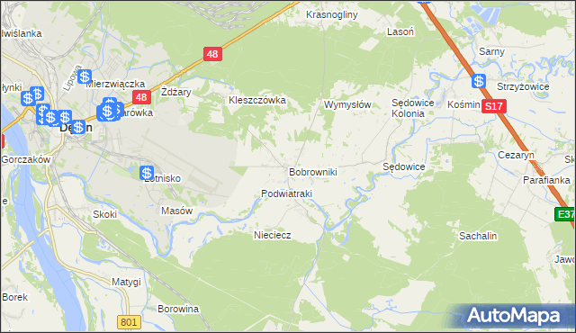mapa Bobrowniki gmina Ryki, Bobrowniki gmina Ryki na mapie Targeo