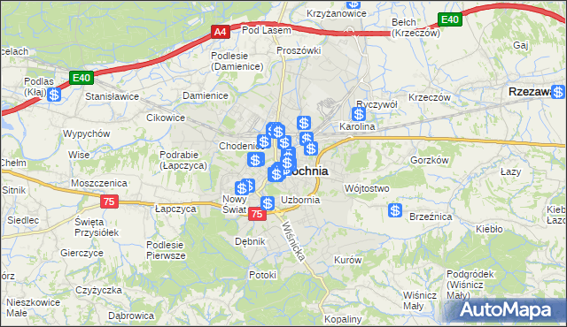 mapa Bochni, Bochnia na mapie Targeo