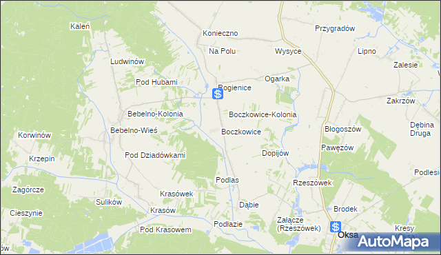 mapa Boczkowice gmina Włoszczowa, Boczkowice gmina Włoszczowa na mapie Targeo