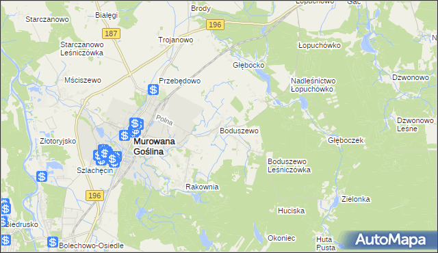 mapa Boduszewo, Boduszewo na mapie Targeo