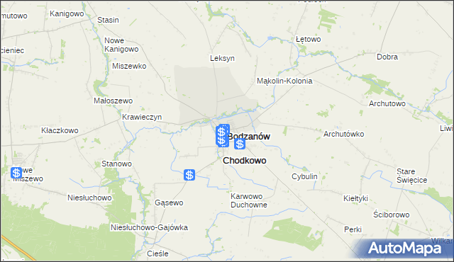 mapa Bodzanów powiat płocki, Bodzanów powiat płocki na mapie Targeo