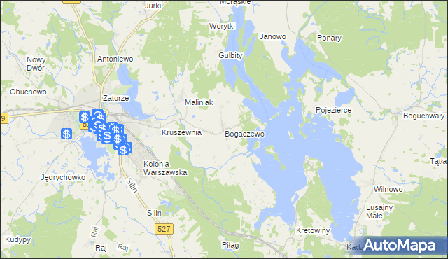 mapa Bogaczewo gmina Morąg, Bogaczewo gmina Morąg na mapie Targeo