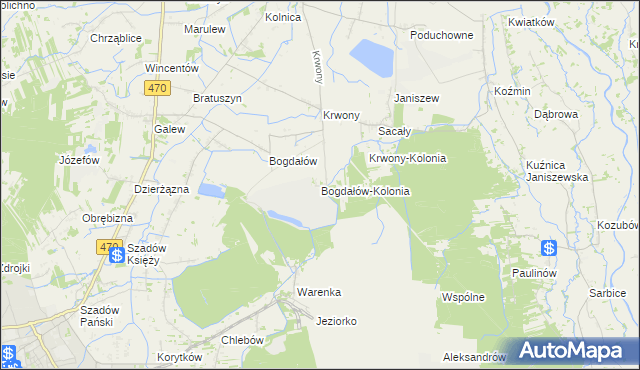 mapa Bogdałów-Kolonia, Bogdałów-Kolonia na mapie Targeo