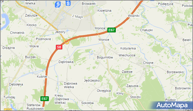 mapa Bogumiłów gmina Sieradz, Bogumiłów gmina Sieradz na mapie Targeo