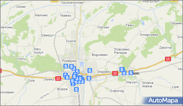 mapa Bogusławki gmina Gostyń, Bogusławki gmina Gostyń na mapie Targeo