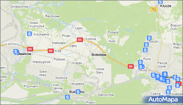 mapa Bolesław powiat olkuski, Bolesław powiat olkuski na mapie Targeo