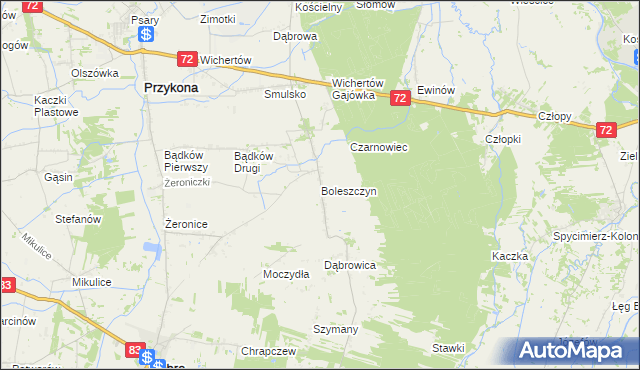 mapa Boleszczyn, Boleszczyn na mapie Targeo